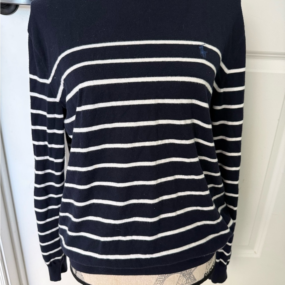 Ralph Lauren Navy and White Striped Sweater